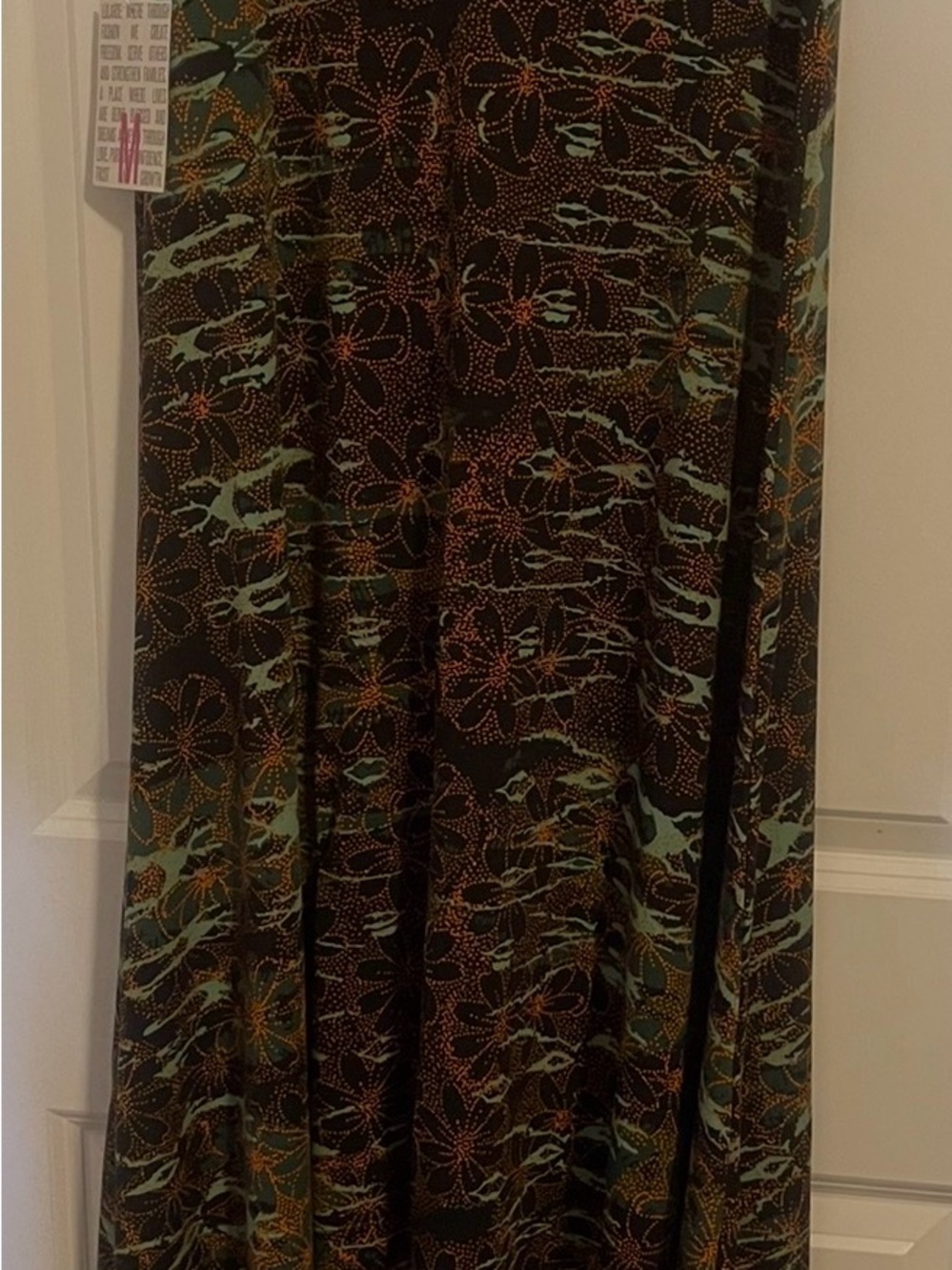 LuLaRoe Black Maxi Skirt with Green and Orange Floral Print
